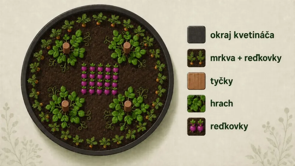 Pestovanie viacerých druhov zeleniny v jednom kvetináči